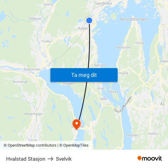 Hvalstad Stasjon to Svelvik map