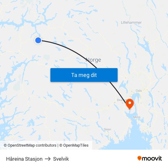 Håreina Stasjon to Svelvik map