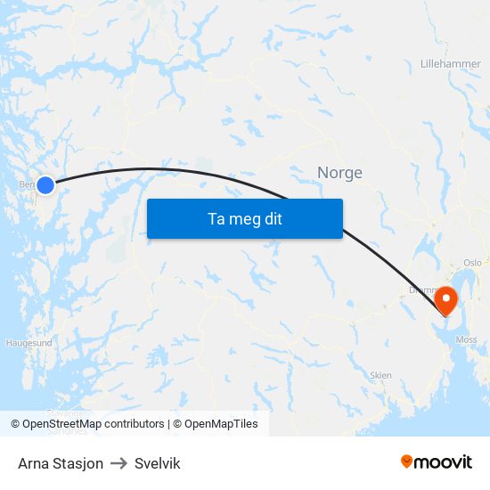 Arna Stasjon to Svelvik map