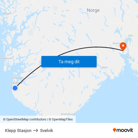 Klepp Stasjon to Svelvik map