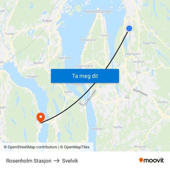 Rosenholm Stasjon to Svelvik map