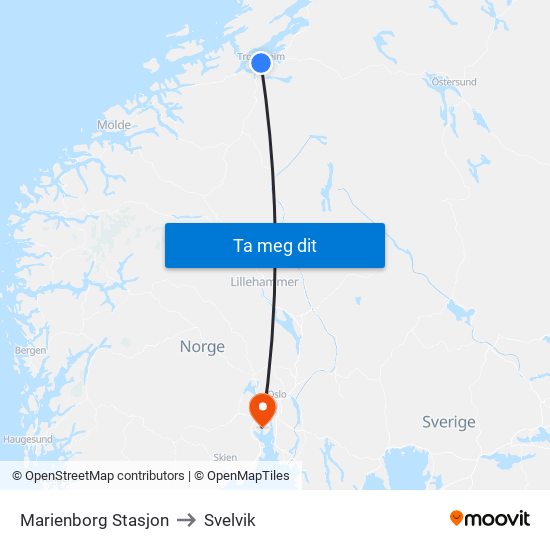 Marienborg Stasjon to Svelvik map