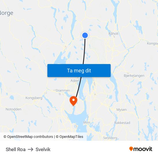 Shell Roa to Svelvik map