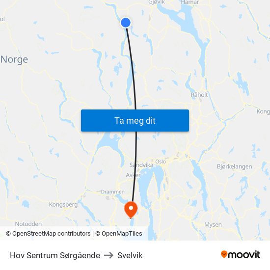 Hov Sentrum Sørgående to Svelvik map