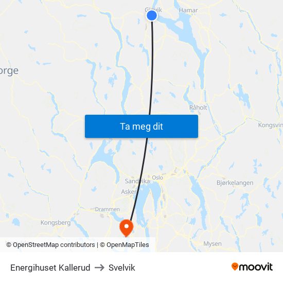 Energihuset Kallerud to Svelvik map