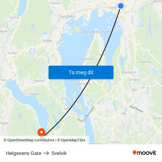 Helgesens Gate to Svelvik map