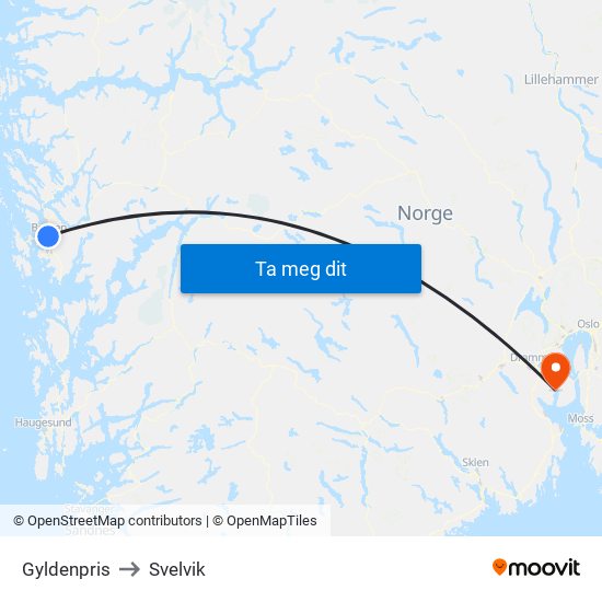 Gyldenpris to Svelvik map