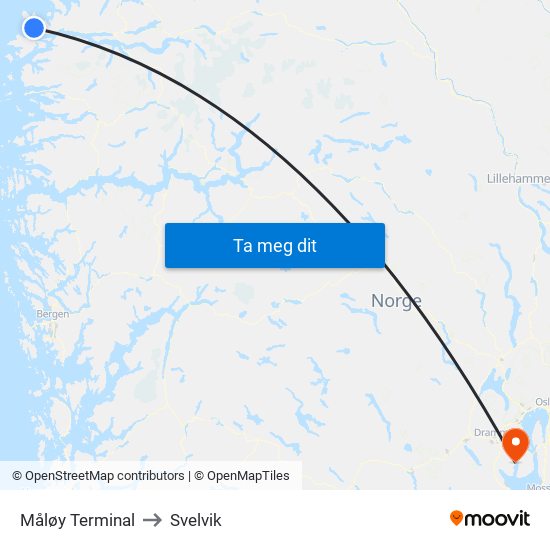 Måløy Terminal to Svelvik map