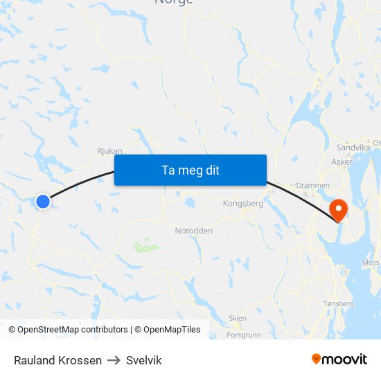 Rauland Krossen to Svelvik map