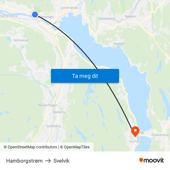 Hamborgstrøm to Svelvik map