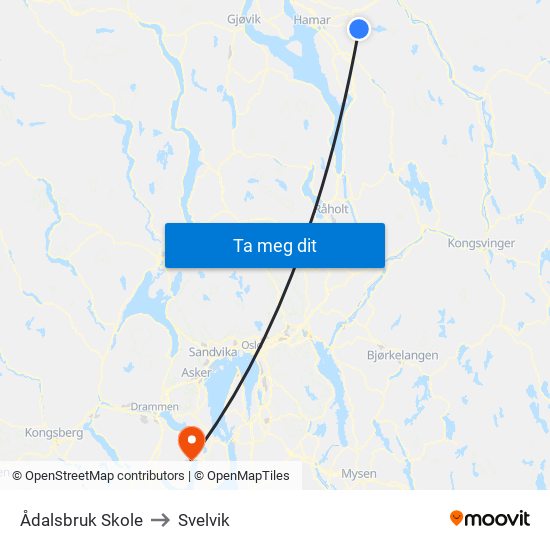 Ådalsbruk Skole to Svelvik map