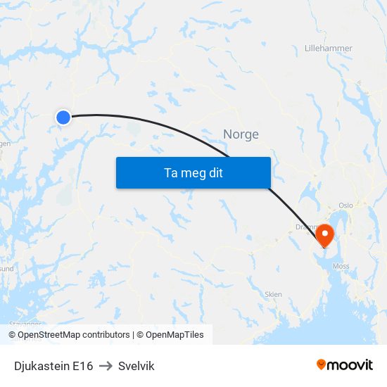 Djukastein E16 to Svelvik map