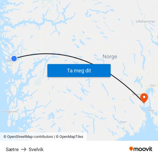 Sætre to Svelvik map