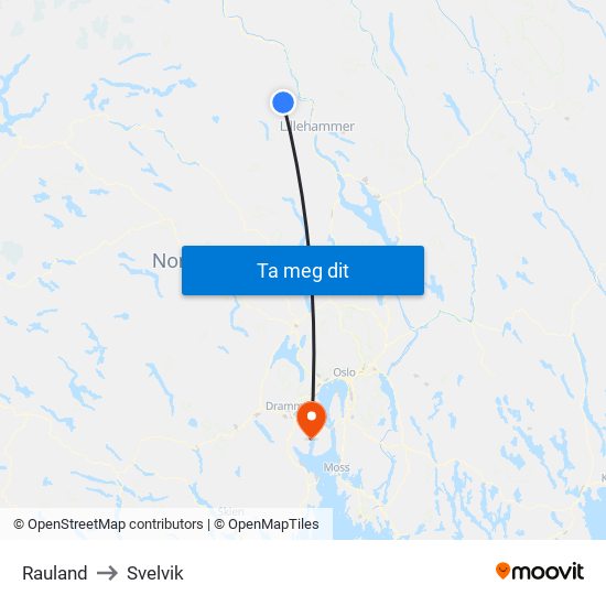 Rauland to Svelvik map