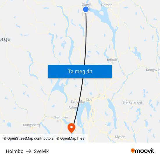 Holmbo to Svelvik map