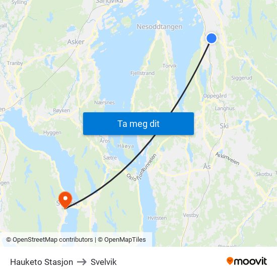 Hauketo Stasjon to Svelvik map