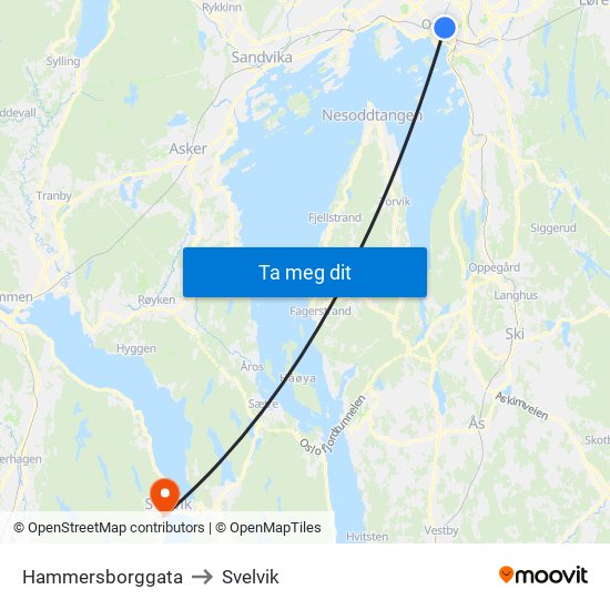 Hammersborggata to Svelvik map