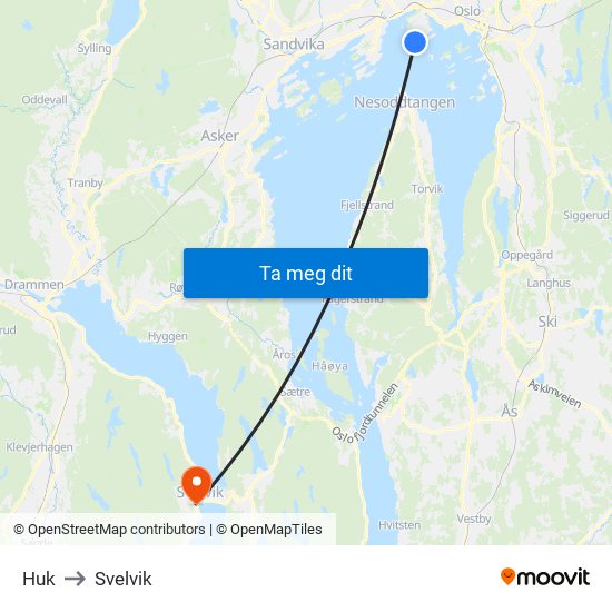 Huk to Svelvik map