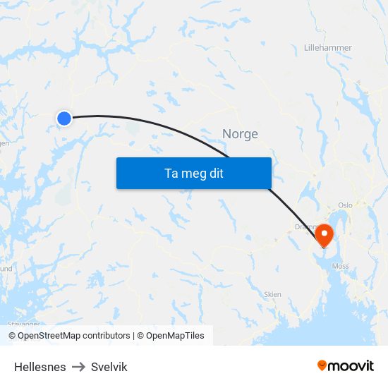 Hellesnes to Svelvik map
