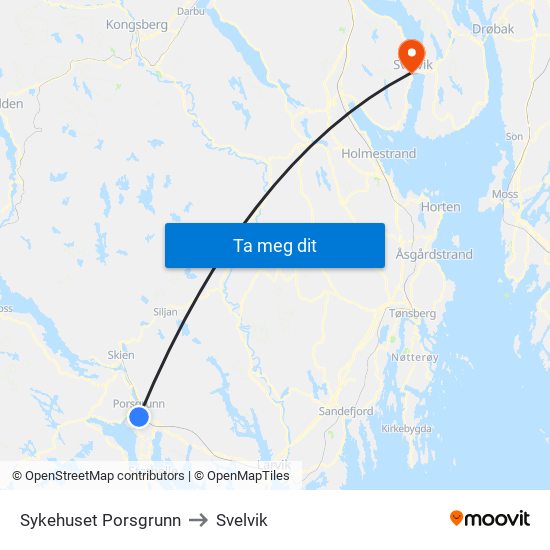 Sykehuset Porsgrunn to Svelvik map