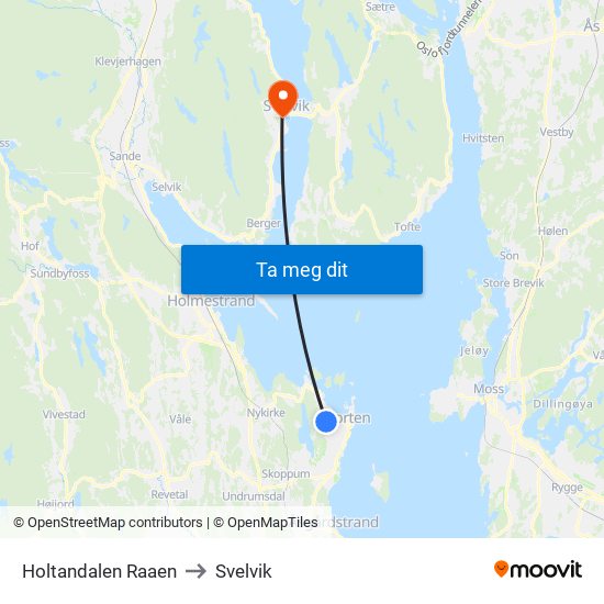 Holtandalen Raaen to Svelvik map