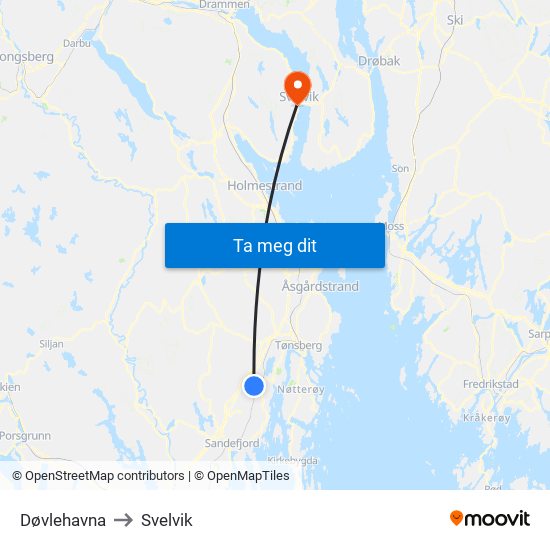 Døvlehavna to Svelvik map