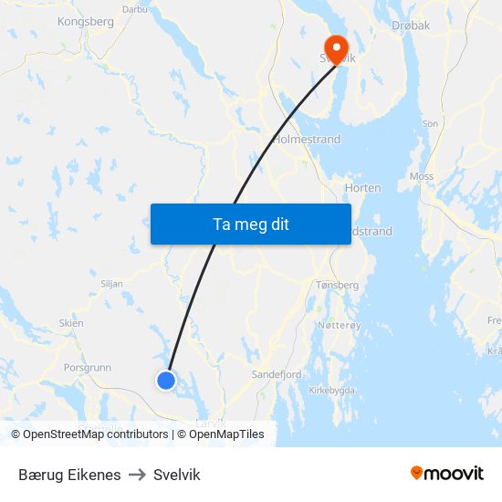 Bærug Eikenes to Svelvik map