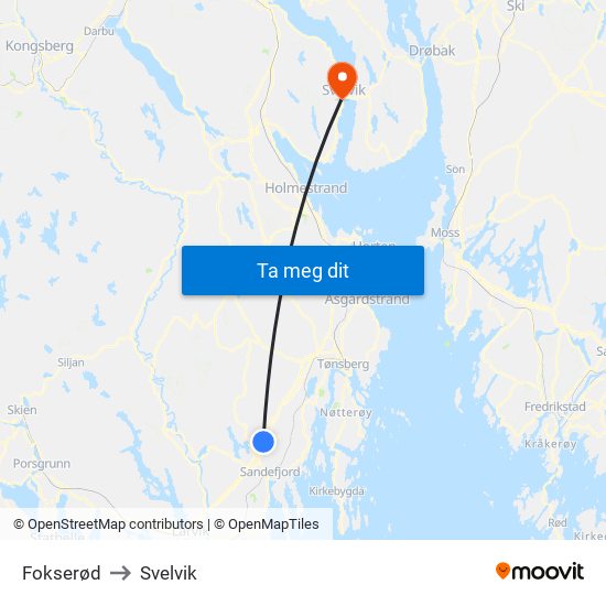 Fokserød to Svelvik map