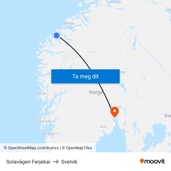 Solavågen Ferjekai to Svelvik map