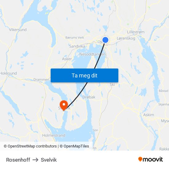 Rosenhoff to Svelvik map