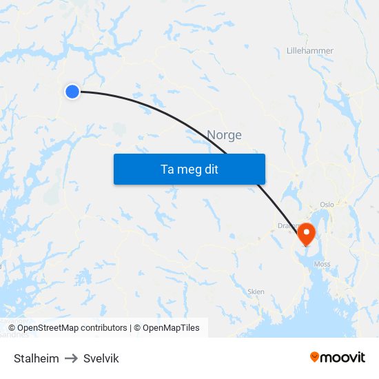 Stalheim to Svelvik map