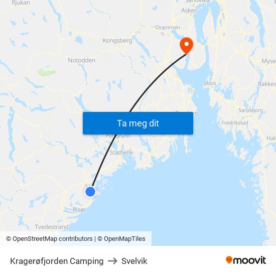 Kragerøfjorden Camping to Svelvik map
