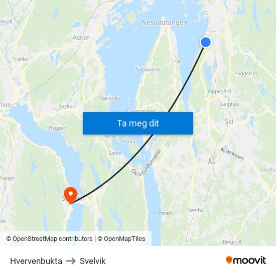 Hvervenbukta to Svelvik map