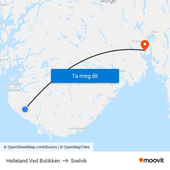 Helleland Ved Butikken to Svelvik map