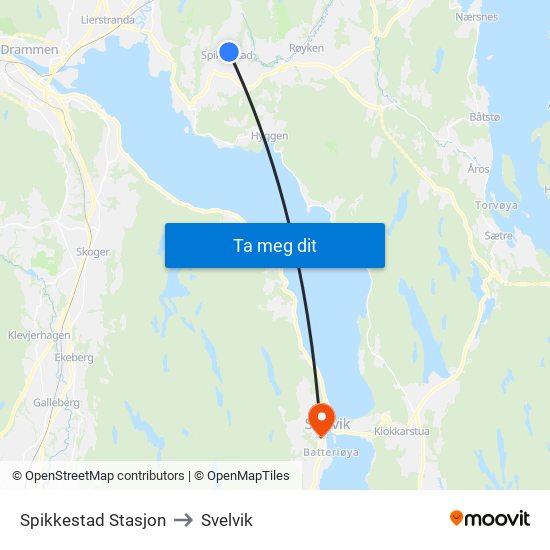 Spikkestad Stasjon to Svelvik map