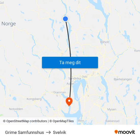 Grime Samfunnshus to Svelvik map