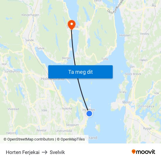 Horten Ferjekai to Svelvik map