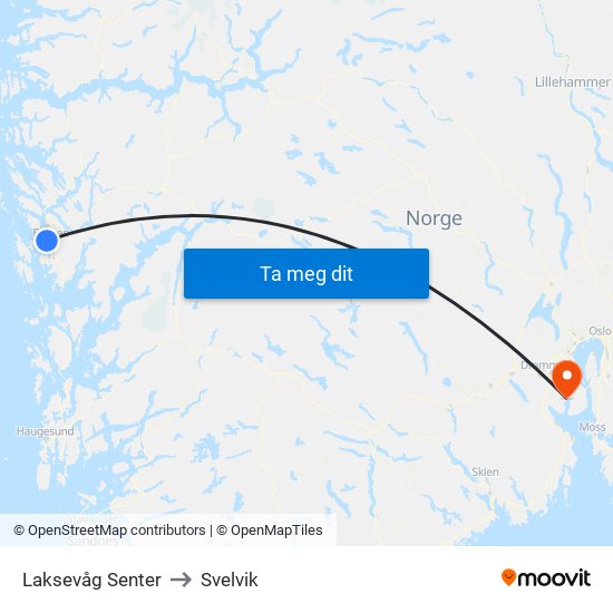 Laksevåg Senter to Svelvik map