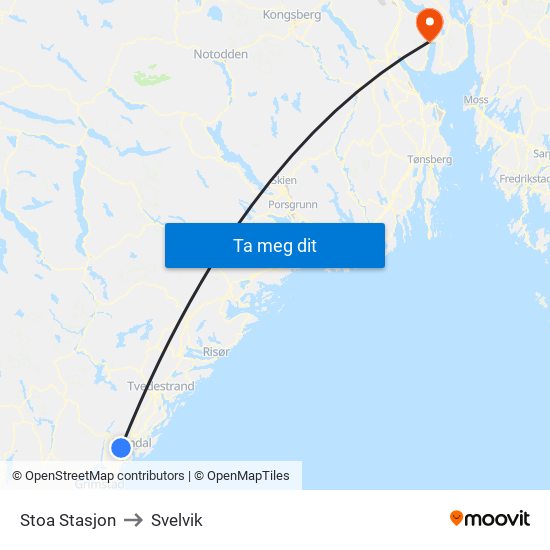 Stoa Stasjon to Svelvik map