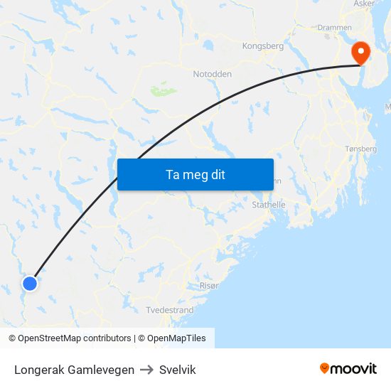 Longerak Gamlevegen to Svelvik map