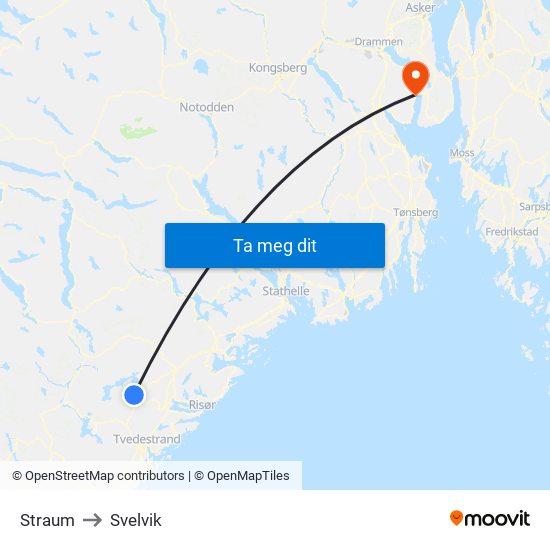 Straum to Svelvik map