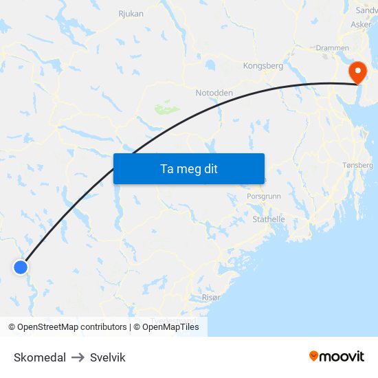 Skomedal to Svelvik map