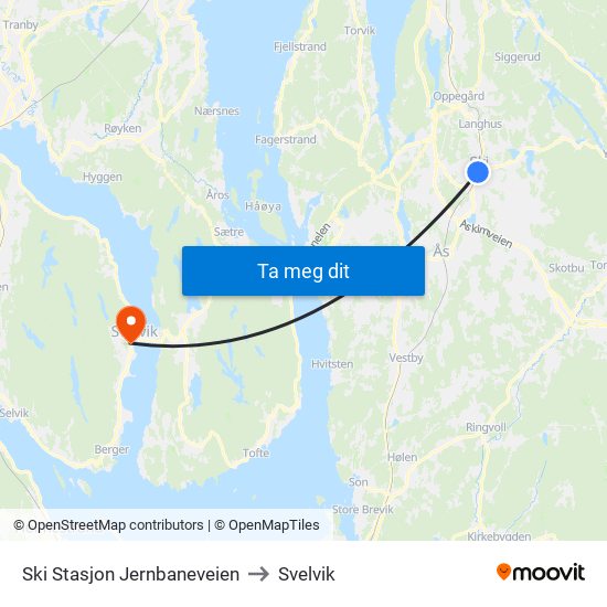 Ski Stasjon Jernbaneveien to Svelvik map