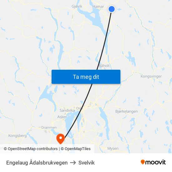 Engelaug Ådalsbrukvegen to Svelvik map