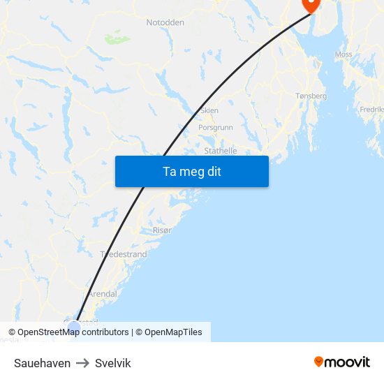 Sauehaven to Svelvik map