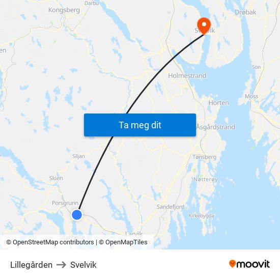 Lillegården to Svelvik map