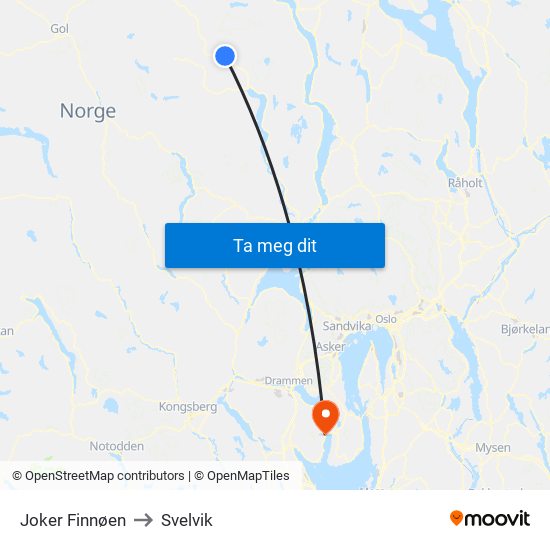Joker Finnøen to Svelvik map