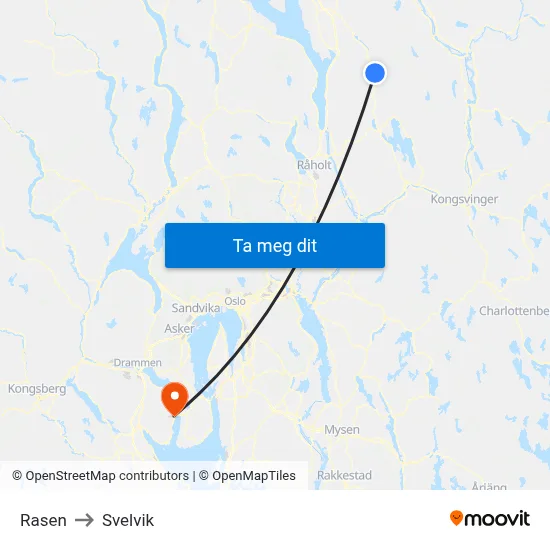 Rasen to Svelvik map