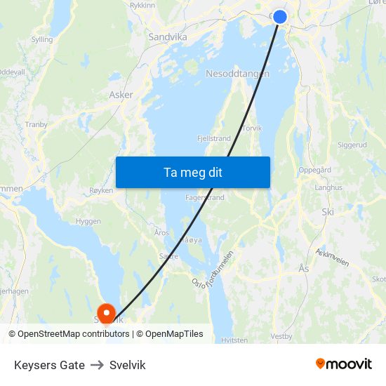 Keysers Gate to Svelvik map