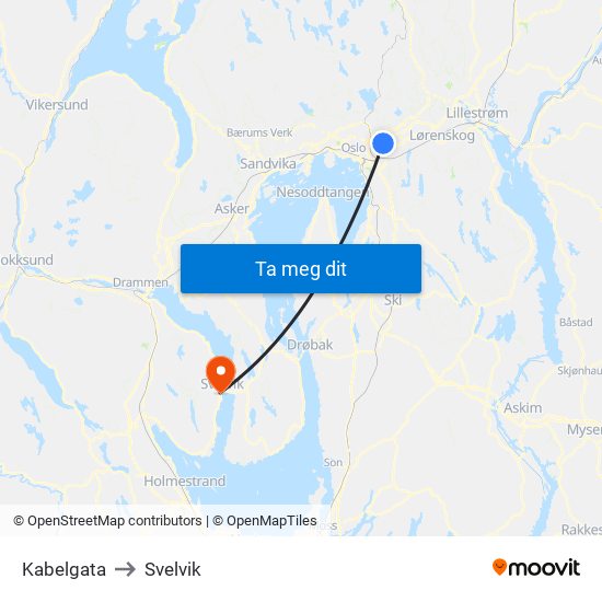 Kabelgata to Svelvik map